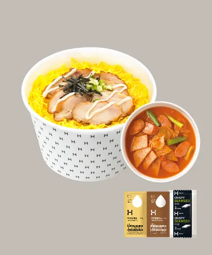 치킨마요 부대찌개 정식