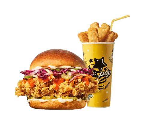 코울슬로 치킨 버거 해시브라운스틱 세트