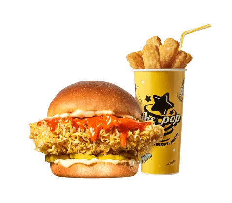 콰삭 치킨 버거 해시 브라운스틱 세트